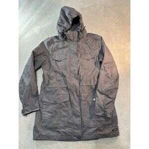 Lands' End Womens Squall Parka Jacket Medium Gray Fleece Lined Lightweight Coat
